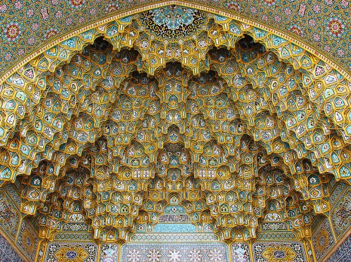 Muqarnas of Fatima Masumeh Shrine, Qom, Iran. Many features of Islamic architecture are built on the harmonic series, underscoring the mathematical unity between sound and space
