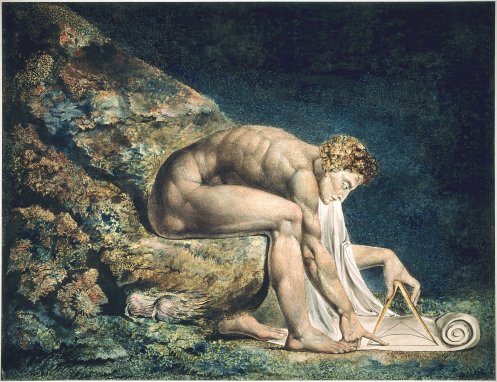 William Blake. "Newton," pen, ink and watercolor, 1795. 